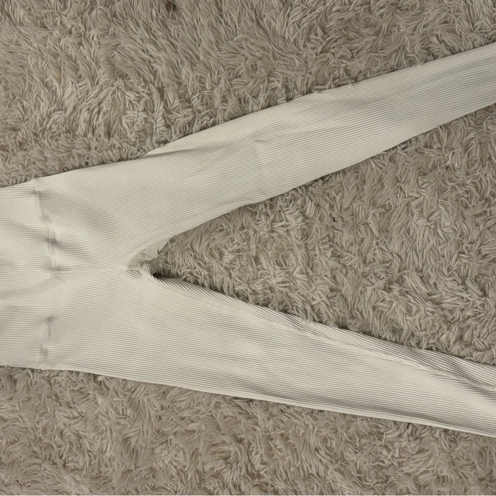 Carbon Women's White Ribbed leggings